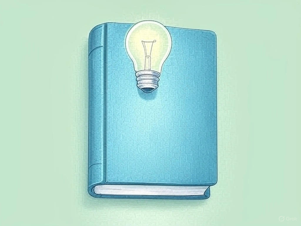 Resources Icon - Book with Glowing Light Bulb